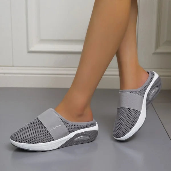 Sandales compensées femme – Maille respirante – Enfilage facile – Semelle à coussin d’air