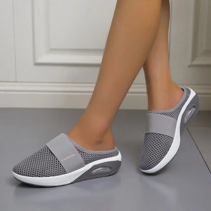 Sandales compensées femme – Maille respirante – Enfilage facile – Semelle à coussin d’air