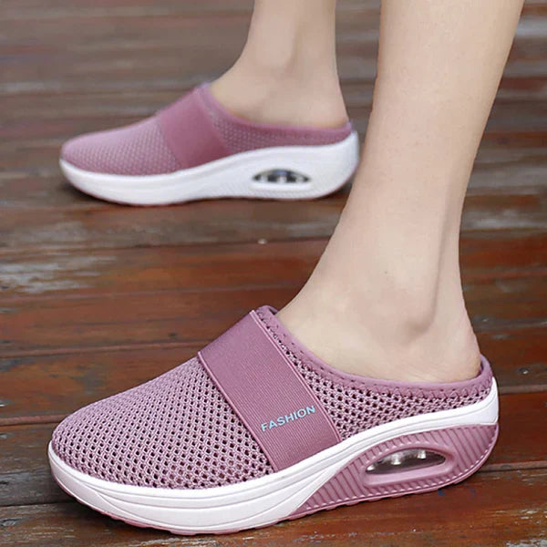 Sandales compensées femme – Maille respirante – Enfilage facile – Semelle à coussin d’air