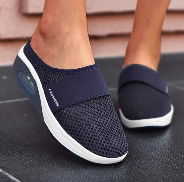 Sandales compensées femme – Maille respirante – Enfilage facile – Semelle à coussin d’air