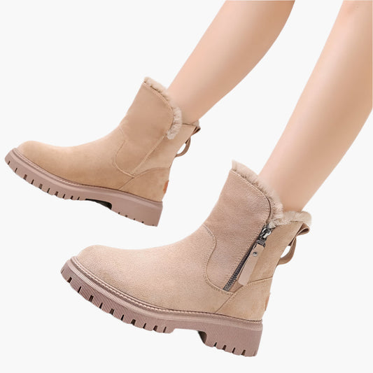 Bottes mi-mollet femme – effet suédé – doublées fourrure – semelle antidérapante
