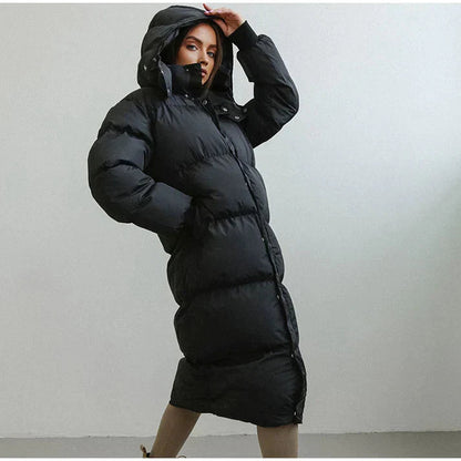 Manteau long femme – Doudoune oversize – Matelassée chaude – Col montant zippé