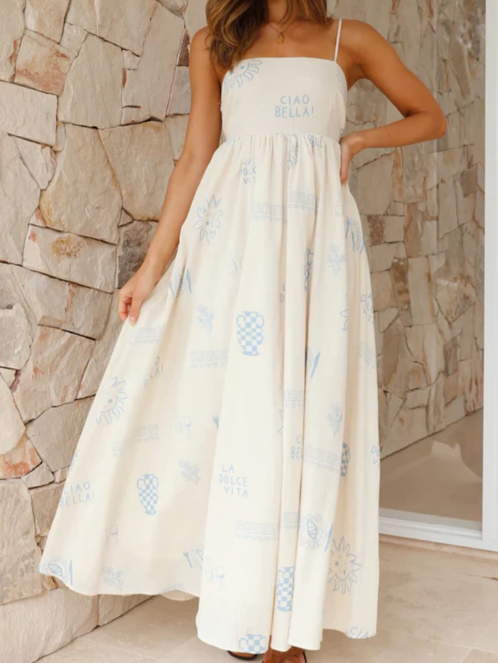 Robe maxi à bretelles spaghetti pour femme - Élégante et fluide