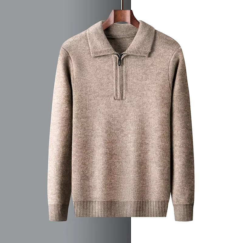 Pull zippé homme – Coupe droite – Tissu doux – Col souple – Finition côtelée