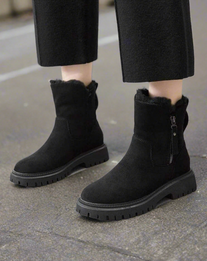 Bottes Femme - Suédées - Semelle Épaisse Antidérapante - Doublure Chaude - Bout Rond