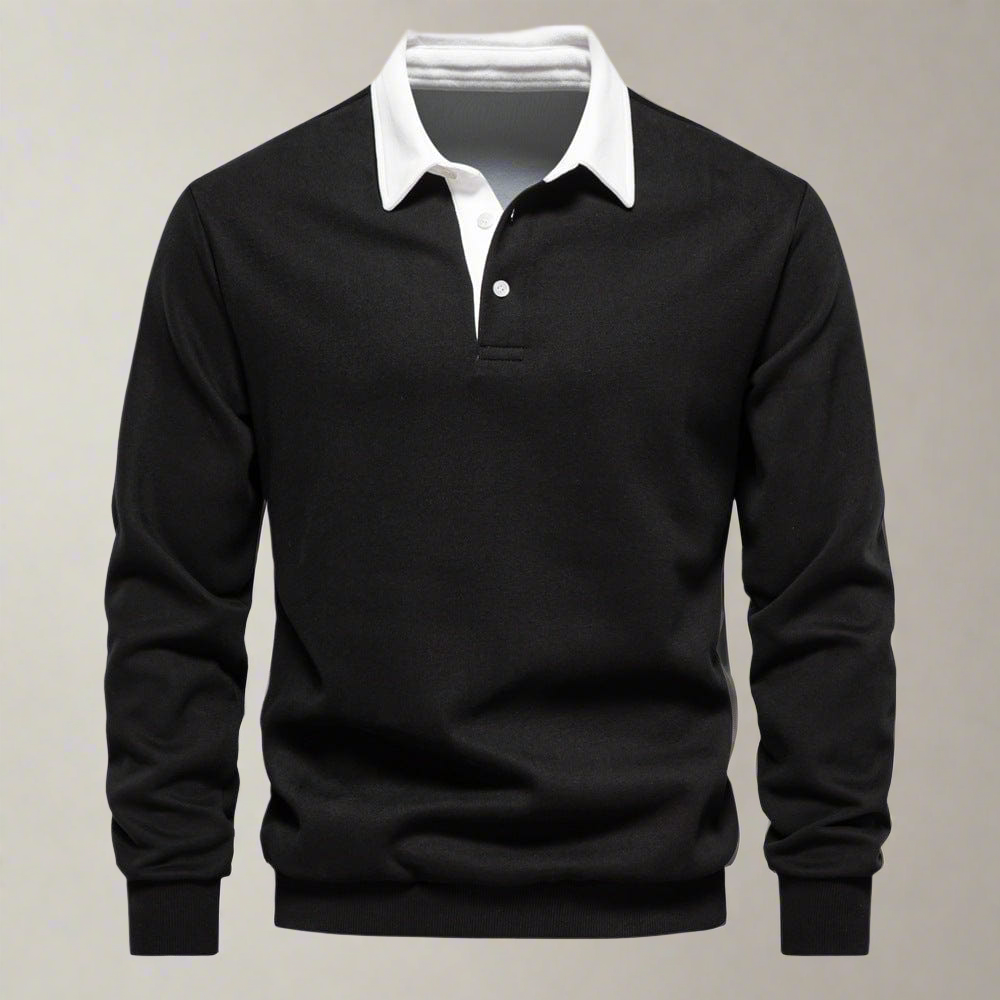 Pull Polo Classique Noir, Élégant et Confortable pour Hommes