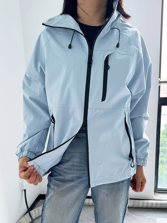 Veste imperméable femme – Coupe décontractée – Capuche ajustable – Fermeture zippée
