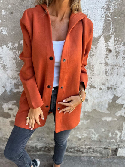 Luxueux cardigan en tricot à capuche long et chaud pour femme