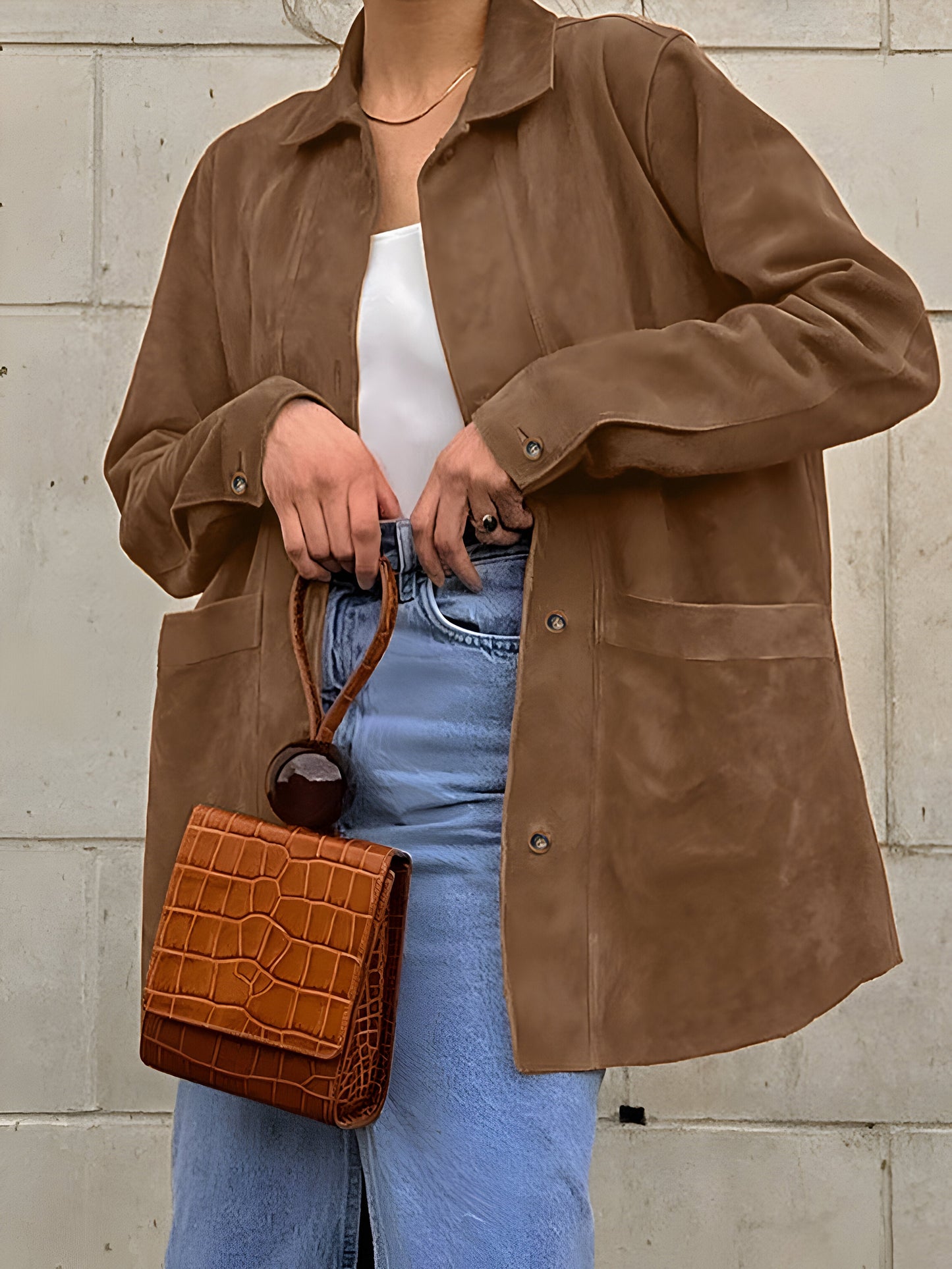 Veste oversize femme – Tissu luxueux – Coupe ample – Épaules tombantes – Boutons devant