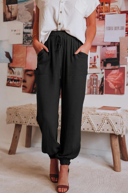 Pantalon Sarouel Femme - Ample et Confortable - Taille Élastique Ajustable - Style Décontracté Chic