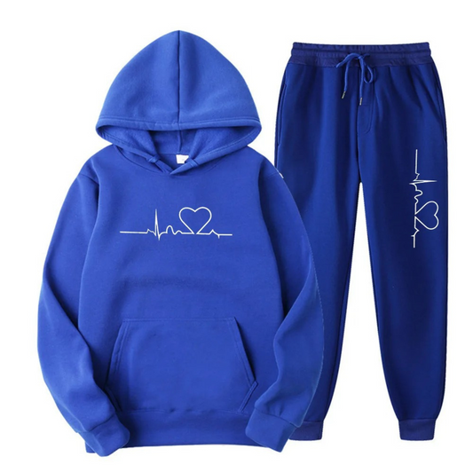 Ensemble de survêtement femme – Coupe décontractée – Coton – Motif graphique – Capuche à cordon
