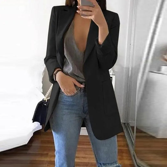 Veste femme – Coupe cintrée – Revers cranté – Fermeture à un bouton – Tissu structuré