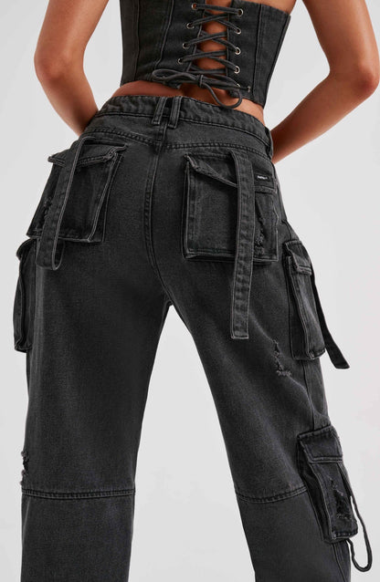 Corset femme en denim – Coupe structurée – Dos lacé – Style court décontracté