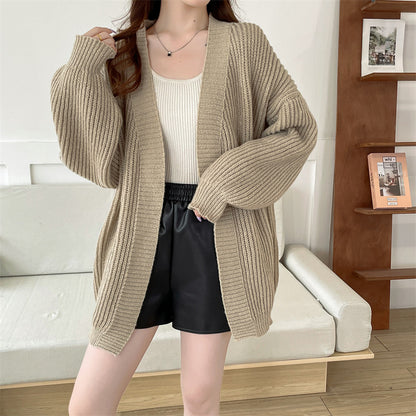 Edda - Cardigan oversize en grosse maille pour femme - Manches longues ballon - Ouvert sur le devant