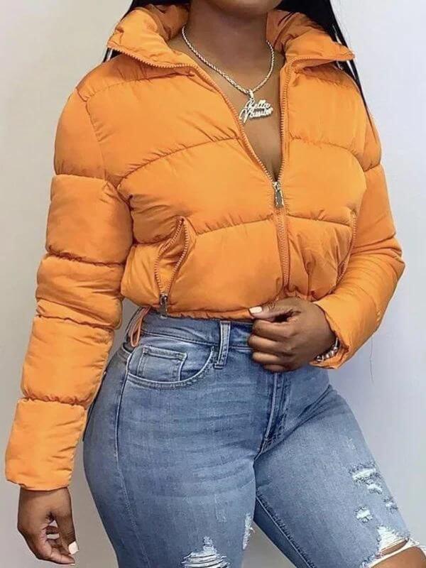 Veste Puffer Femme – Coupe Courte – Finition Brillante – Silhouette Boxy Matelassée