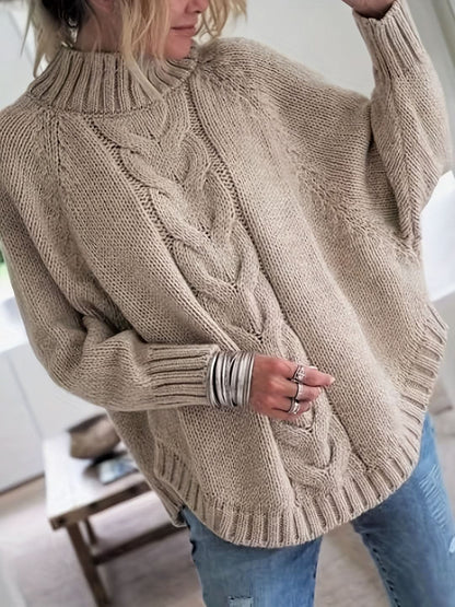 Pull à Col Roulé Tricot Câblé Douillet, Chic, Confortable et Polyvalent pour Femme
