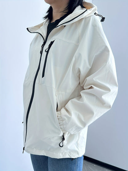 Veste imperméable femme – Coupe décontractée – Capuche ajustable – Fermeture zippée