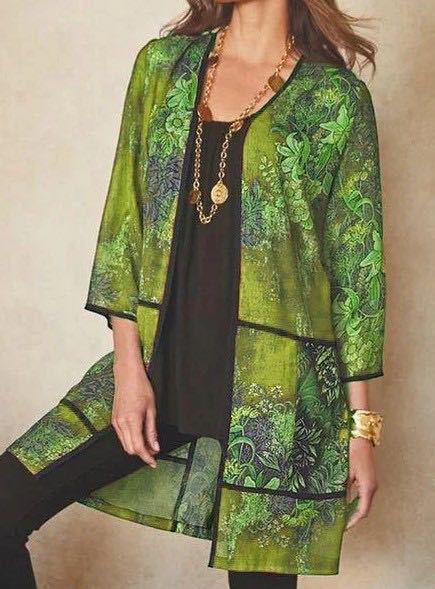 Blouse tunique femme – Coupe fluide – Tissu respirant – Manches 3/4 – Imprimé élégant