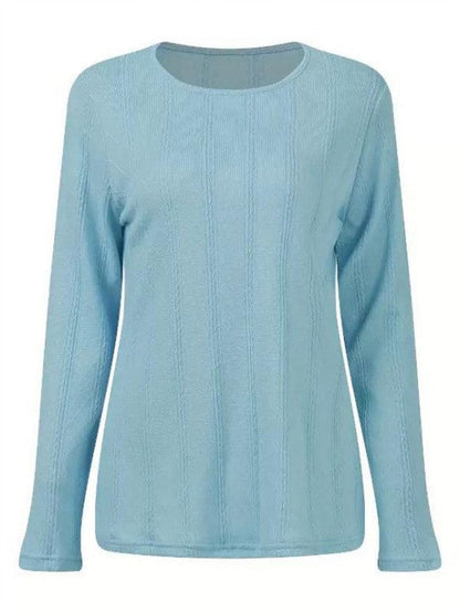 Blouse femme – Coupe droite – Manches longues – Col rond – Tissu respirant texturé