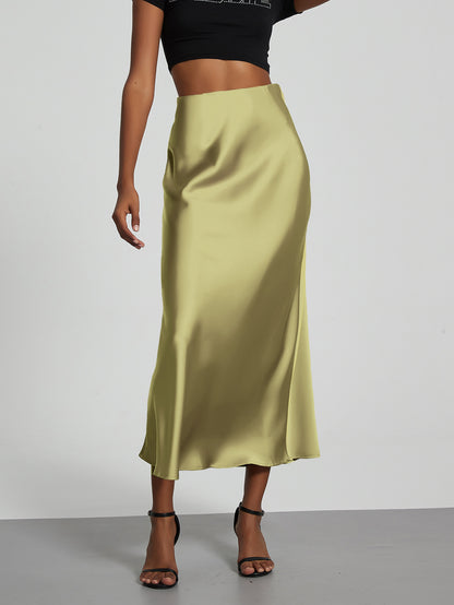 Jupe Midi Femme - Satin Fluide - Coupe Évasée Élégante
