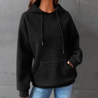 Sweat à capuche matelassé femme – Coupe décontractée – Poche kangourou – Coton doux