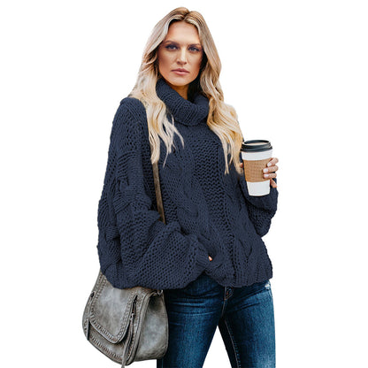 Pull col roulé en maille épaisse pour femme