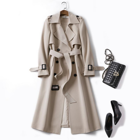 Manteau trench femme – Coupe cintrée – Double boutonnage – Ceinture – Col classique