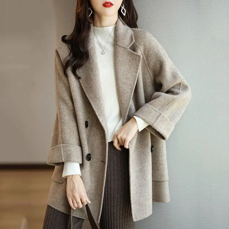 Manteau trench femme – Coupe slim – Laine – Double boutonnage – Revers tailleur