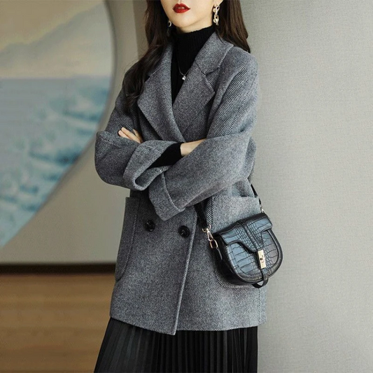 Manteau trench femme – Coupe slim – Laine – Double boutonnage – Revers tailleur