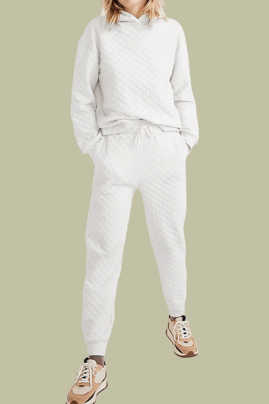Ensemble Femme Deux Pièces Matelassé – Coupe Décontractée – Capuche – Taille Cordon