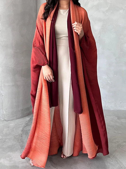 Manteau trench femme – Coupe oversize – Texture plissée – Col châle – Manches chauve-souris