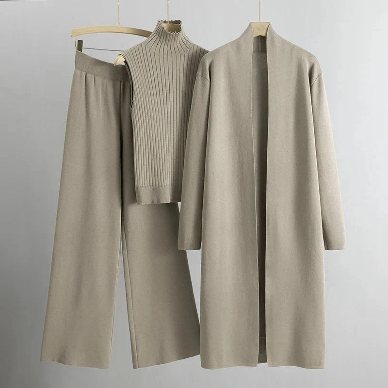 Femme Ensemble Trois Pièces - Maille - Coupe décontractée - Taille haute