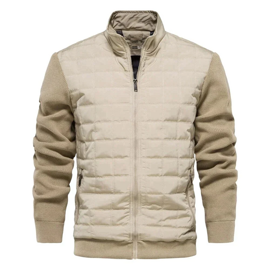 Blouson bomber homme – Coupe moderne – Devant matelassé – Manches en maille – Finition côtelée