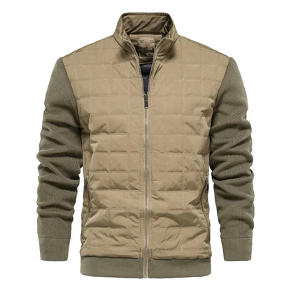 Blouson bomber homme – Coupe moderne – Devant matelassé – Manches en maille – Finition côtelée