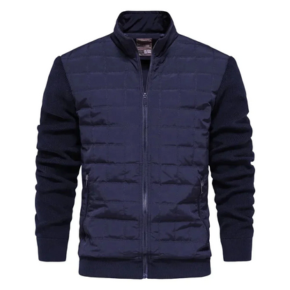Blouson bomber homme – Coupe moderne – Devant matelassé – Manches en maille – Finition côtelée