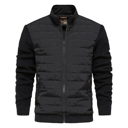 Blouson bomber homme – Coupe moderne – Devant matelassé – Manches en maille – Finition côtelée
