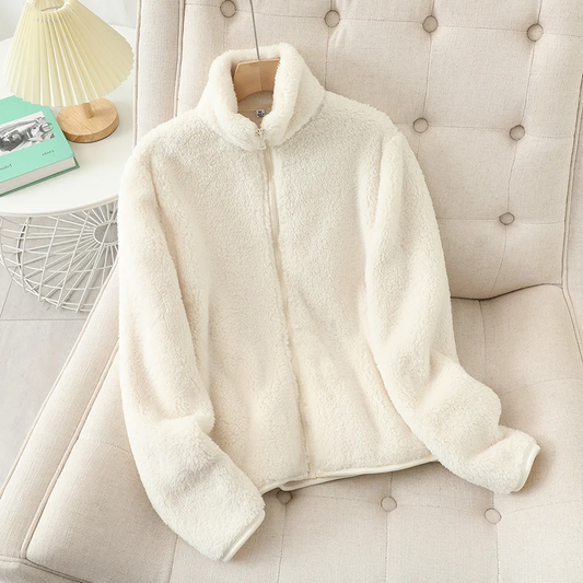 Veste polaire femme – Coupe décontractée – Fleece doux – Reversible – Col montant