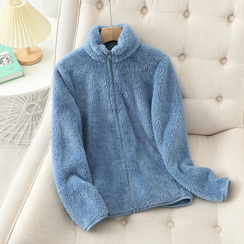 Veste polaire femme – Coupe décontractée – Fleece doux – Reversible – Col montant