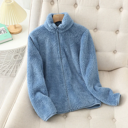 Veste polaire femme – Coupe décontractée – Fleece doux – Reversible – Col montant