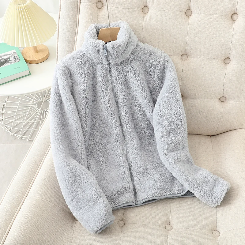 Veste polaire femme – Coupe décontractée – Fleece doux – Reversible – Col montant