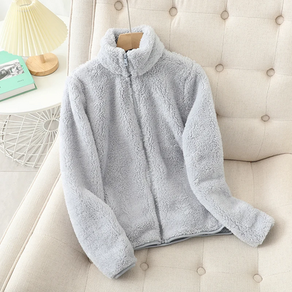 Veste polaire femme – Coupe décontractée – Fleece doux – Reversible – Col montant