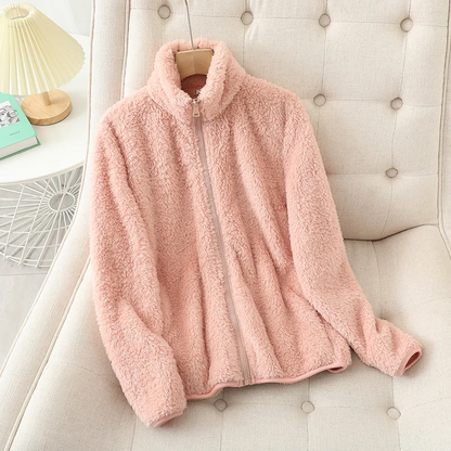 Veste polaire femme – Coupe décontractée – Fleece doux – Reversible – Col montant