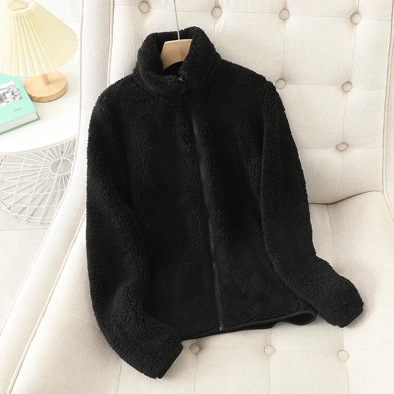 Veste polaire femme – Coupe décontractée – Fleece doux – Reversible – Col montant