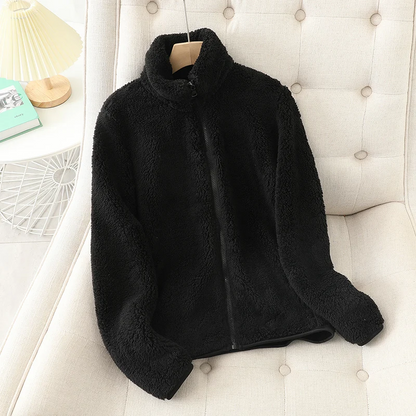Veste polaire femme – Coupe décontractée – Fleece doux – Reversible – Col montant