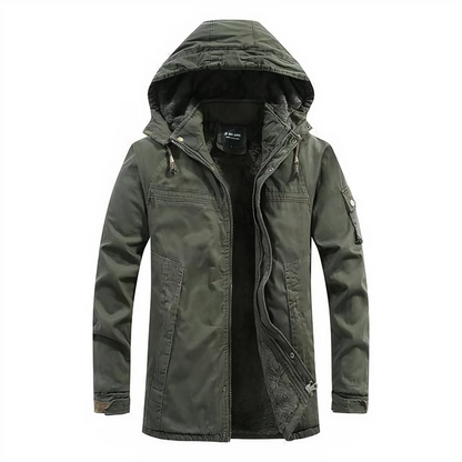 Homme Veste - Coton Mélangé - Col Montant à Capuche - Manches Longues