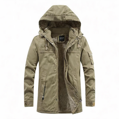 Homme Veste - Coton Mélangé - Col Montant à Capuche - Manches Longues