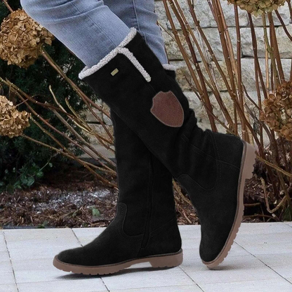 Bottes femme hauteur genou – effet daim – doublure chaude – semelle crantée