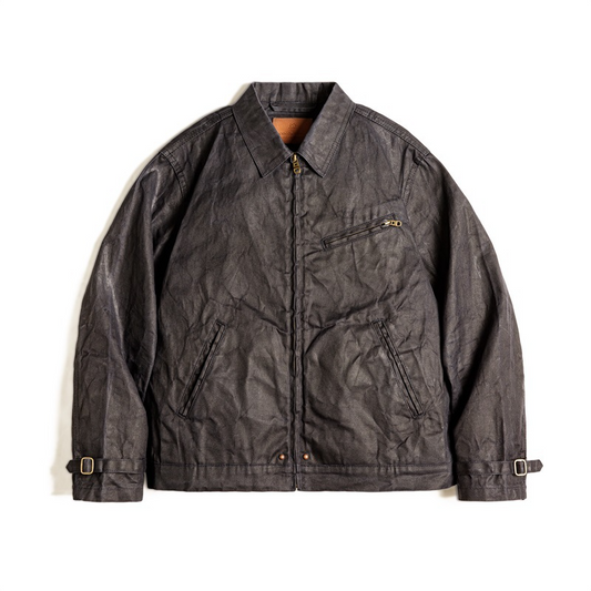 Veste homme – Coupe slim – Toile cirée – Col à revers – Poches zippées fonctionnelles