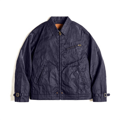 Veste homme – Coupe slim – Toile cirée – Col à revers – Poches zippées fonctionnelles