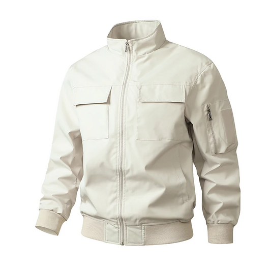Blouson homme – Coupe slim – Résistant au vent – Col montant – Ourlets côtelés